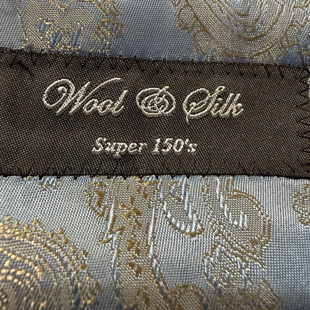 Sartoria Tosi 42R Hand Made Italy Super 150s/Silk Blazer Gray Blue Pinstripe